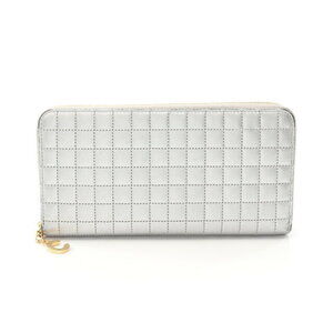 Celine Charm Zipped Wallet Leather Silver